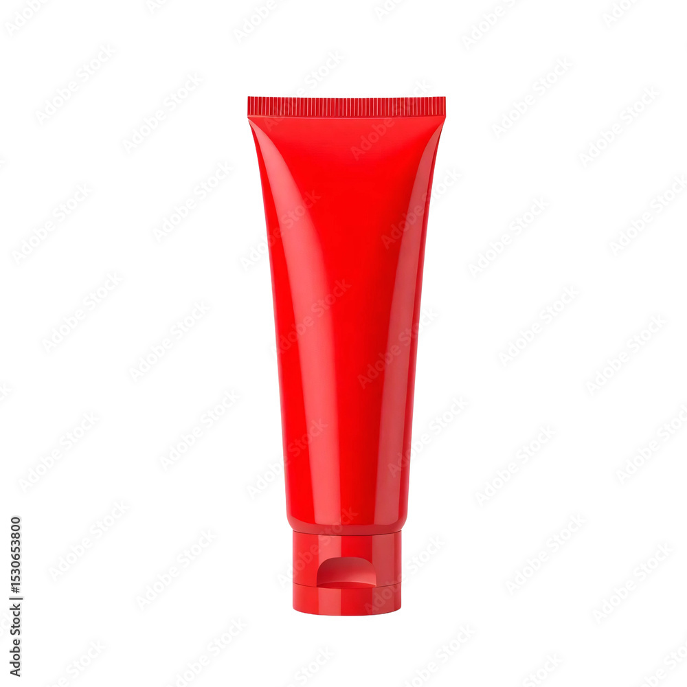 Blank red cream tube mockup isolated on transparent background Blank red cream tube mockup isolated on transparent background