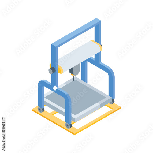 A customizable isometric icon of modern 3d printer setup