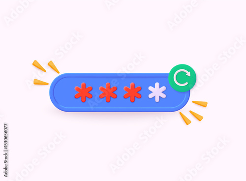 Password reset illustration. Getting a new username and password for an account. Information protection, security in the Internet. 3D Web Vector Illustrations.