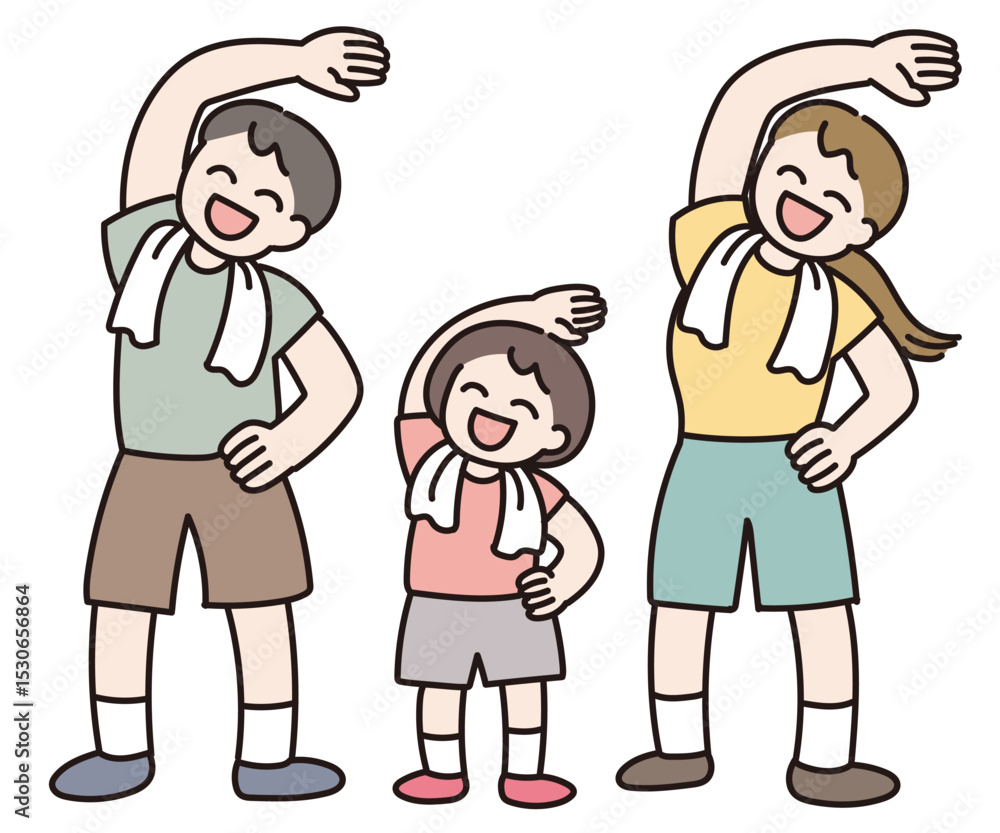 ラジオ体操をやる人のベクターイラスト ラジオ体操をやる人のベクターイラスト