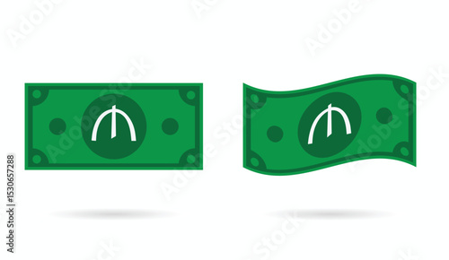Turkmenistan Azerbaijan Manat money flat and flowing style