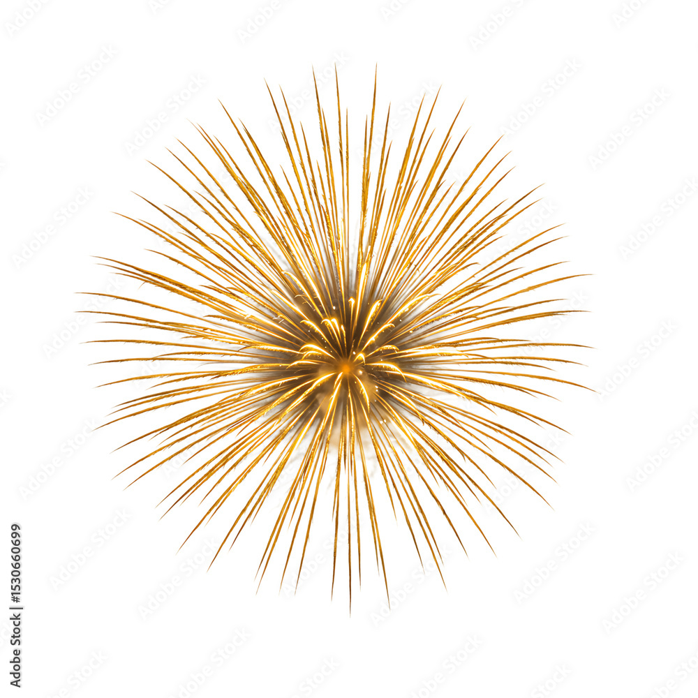 Naklejka premium Golden fireworks burst isolated on transparent background