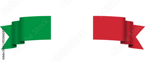 Italian flag on transparent background. Italian ribbon flag with flowing style. National flag of Italy for your design, decor, day, celebration, banner, greeting card, print, etc.
