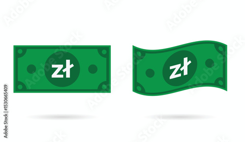 Poland Zloty money flat and flowing style