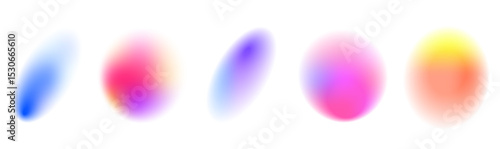 Round banner with neon gradient isolated on white transparent background in PNG vector format. Round light frame. Can be used for badges, price tags, labels.	