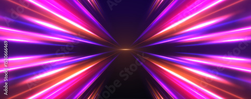 Abstract neon color glowing lines background. Vector futuristic empty neon background. High tech lines, studio product, future cyberspace concept.	