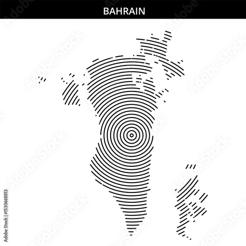 Unique circular line art representation of Bahrain's geography