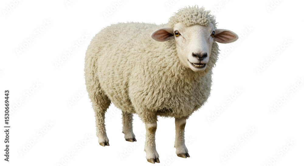 Fototapeta premium Isolated White Sheep Standing
