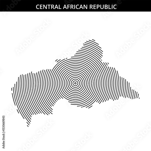 Artistic design of the map of Central African Republic with lines