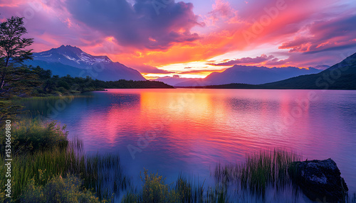 Wallpaper Mural sunset over laguna esmeralda lake in tierra del fuego in argentina Torontodigital.ca