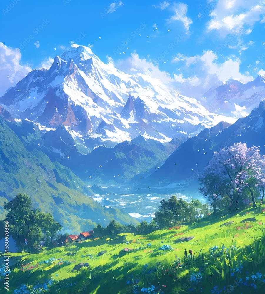 Obraz premium Mountain grassland landscape