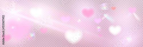 Soft heart shaped light effect with pink flares, glow, and subtle shine. Romantic overlay for Valentine’s Day, love designs, or wedding projects.
