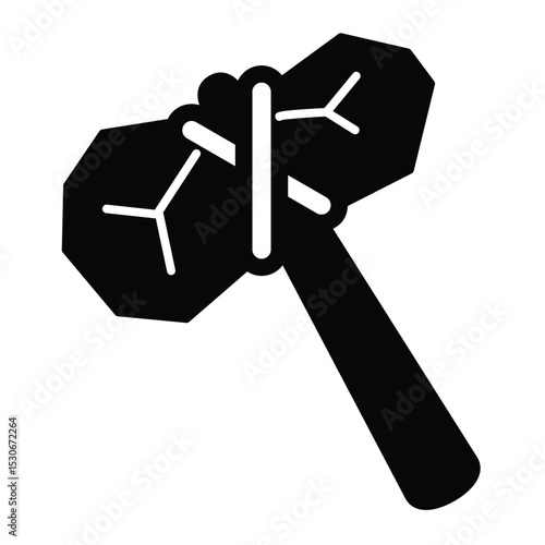 Hammer solid icon, city museum concept. Vector graphics. Ancient warrior axe, weapon tool sign on white background, style mobile or design.
