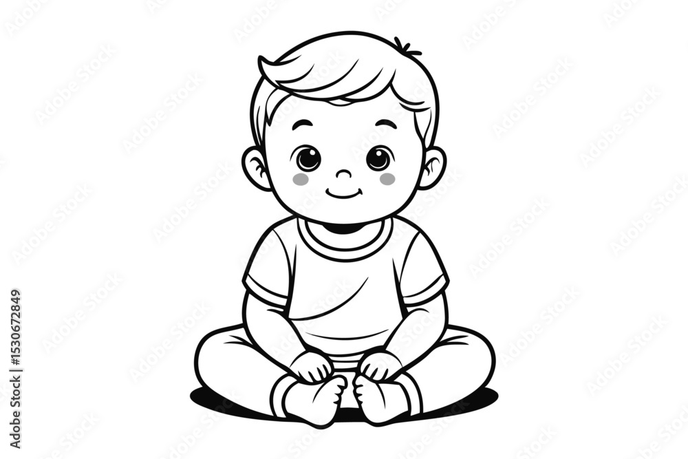 Cute baby boy continuous line art drawing isolated on transparent background Cute baby boy continuous line art drawing isolated on transparent background