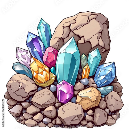 Crystal & Mineral Vector Illustration for Educational Use