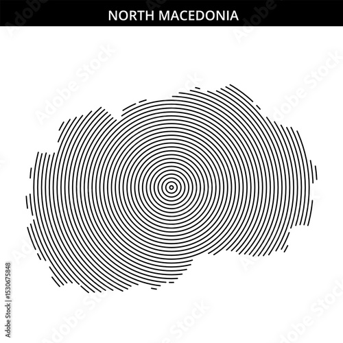 Creative representation of North Macedonia with concentric circles