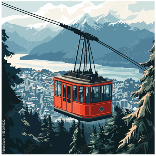 Cable Car Vector illustration 