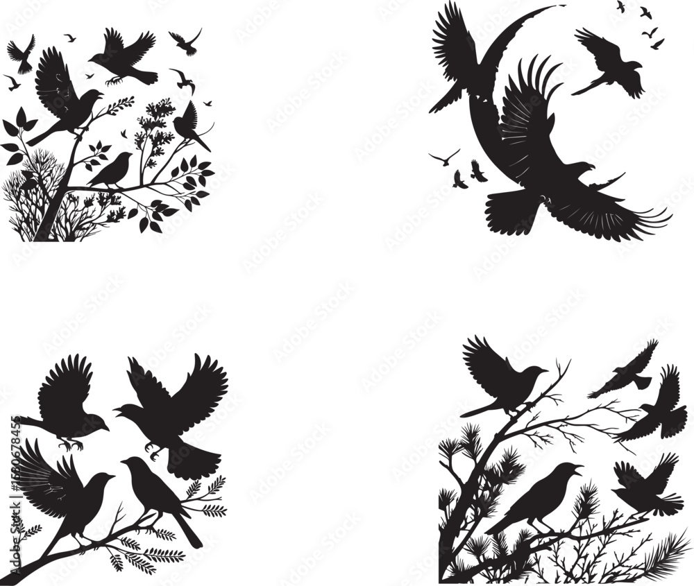 Obraz premium Birds Silhouette Vector Image