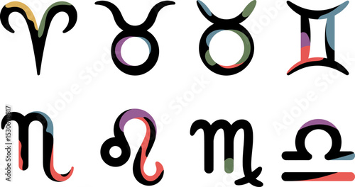 Astrology zodiac signs aries taurus gemini cancer leo virgo libra horoscope symbols astrological chart editable stock vector illustration