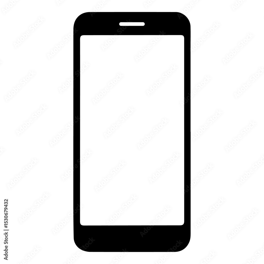 Modern Smartphone Icon Sleek Design, Blank Screen for App Mockups and UI Designs