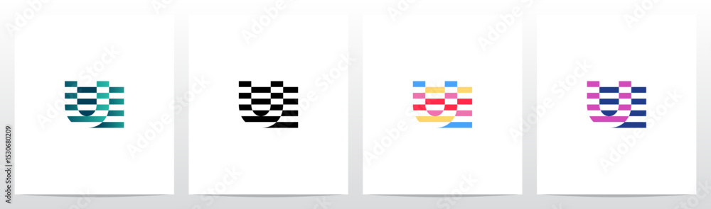 Obraz premium Horizontal Stripes Lines Alternating Initial Letter Logo Design U