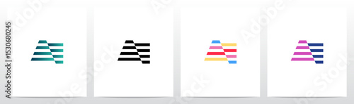 Horizontal Stripes Lines Alternating Initial Letter Logo Design A