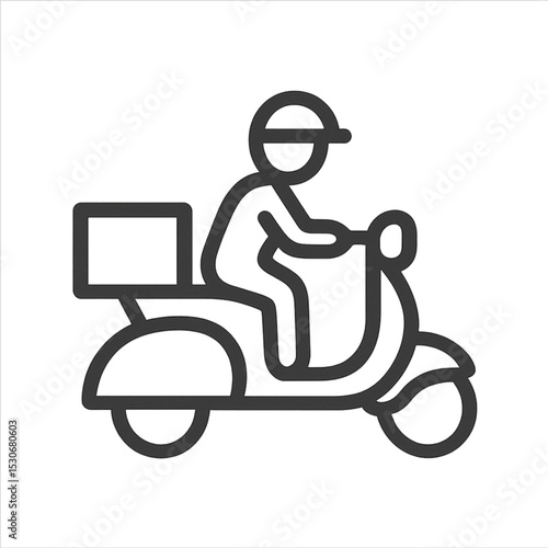 Delivery rider on scooter with box icon 