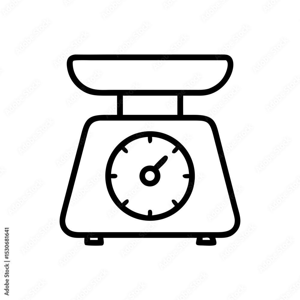 Kitchen food scale icon. Simple food scale illustration for culinary blogs and recipe websites. Modern food scale design for healthy eating apps and digital cooking guides. Kitchen food scale icon. Simple food scale illustration for culinary blogs and recipe websites. Modern food scale design for healthy eating apps and digital cooking guides.