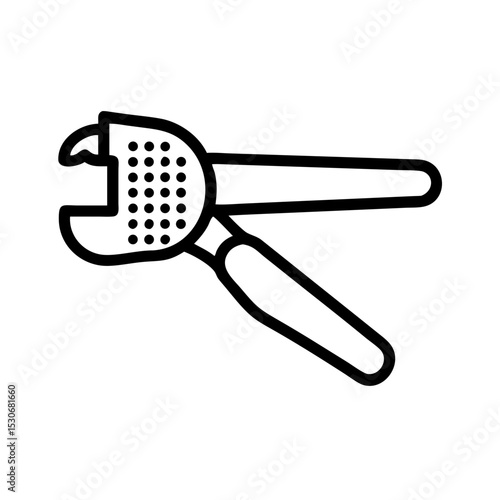 Sturdy garlic press for crushing garlic cloves easily. This kitchen tool is perfect for preparing delicious meals.  Garlic press design is simple and efficient.