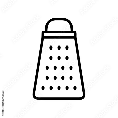 Cheese grater kitchen utensil for cooking.  Essential kitchen tool for grating hard cheese.  Simple cheese grater design for culinary websites and recipe books.