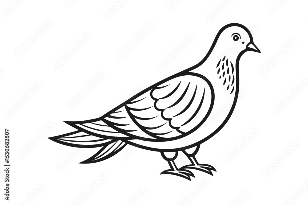 Elegant line art dove illustration isolated on transparent background Elegant line art dove illustration isolated on transparent background