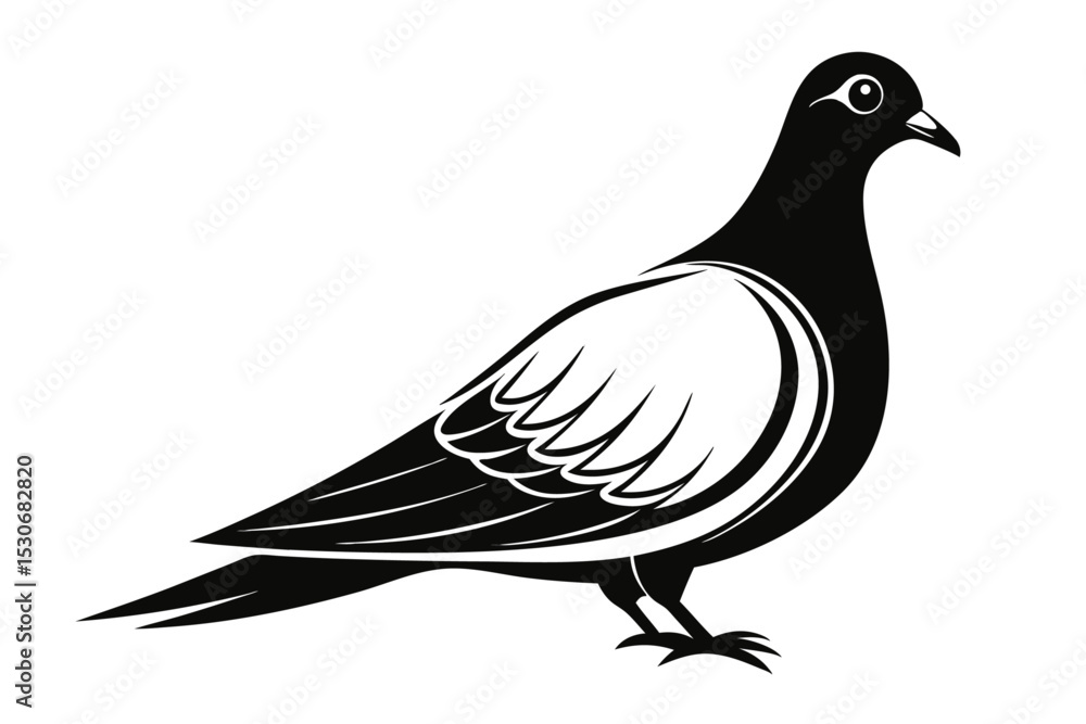 Obraz premium Elegant line art dove illustration isolated on transparent background