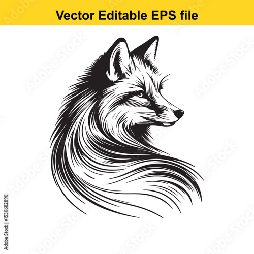 Elegant Line Art Fox Design: Vector EPS File for Print and Digital Use
