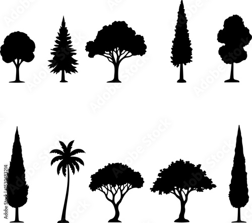 Assorted Tree Silhouette Set vector bundle