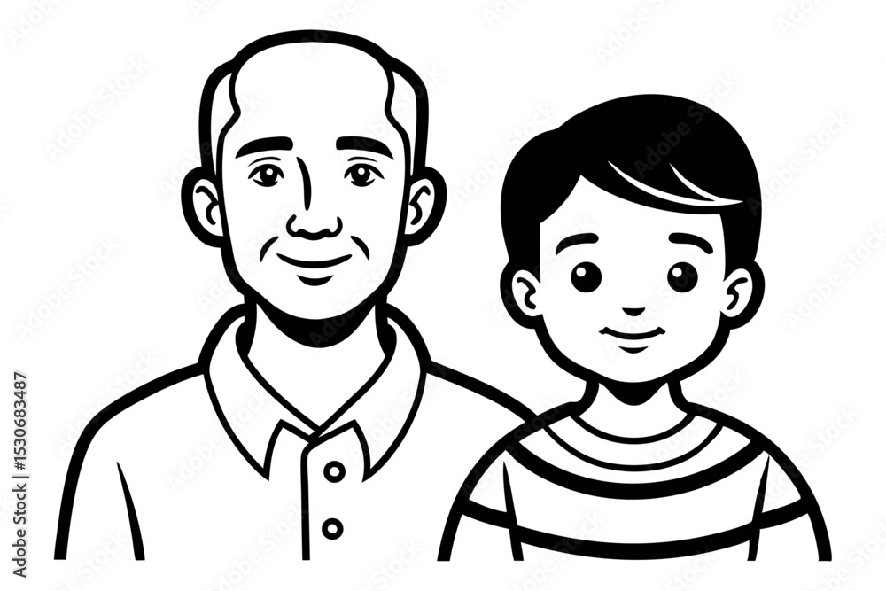 Father and son line art illustration for fathers day celebration isolated on transparent background Father and son line art illustration for fathers day celebration isolated on transparent background