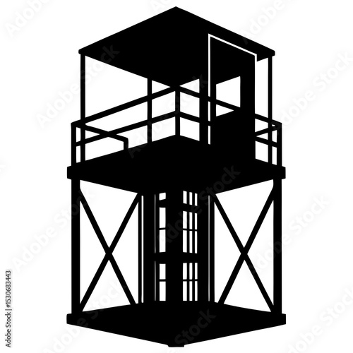 Silhouette of a construction elevator