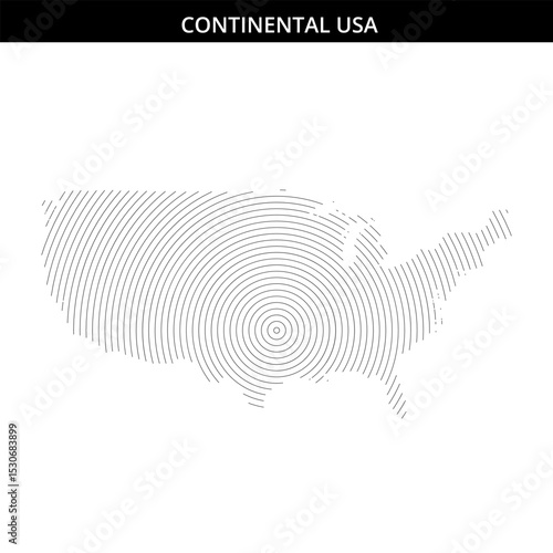 Unique line art representation of the continental USA shape