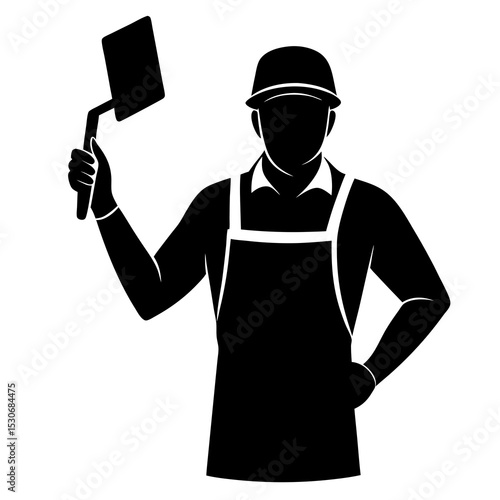 Silhouette of a plasterer
