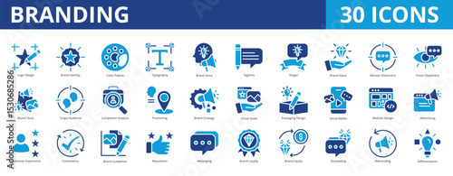 Branding icon pack dual tone collection set for business and corporate
