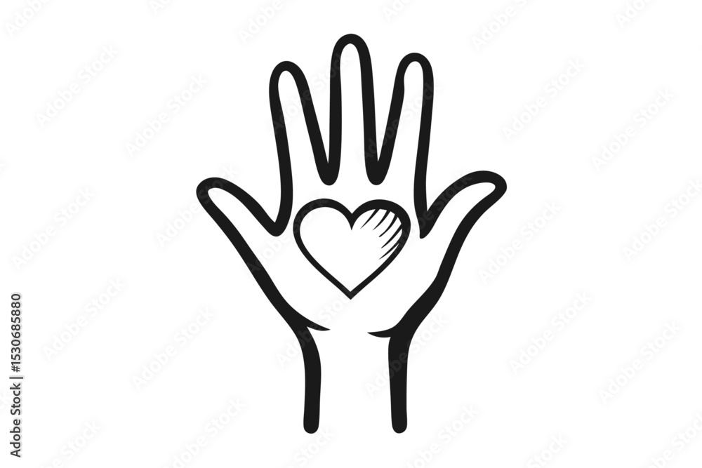 Loving hand line art illustration isolated on transparent background Loving hand line art illustration isolated on transparent background