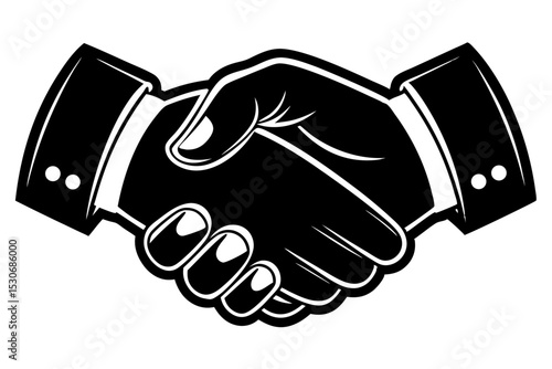 A strong handshake agreement depicted with two hands clasped firmly together isolated on transparent background