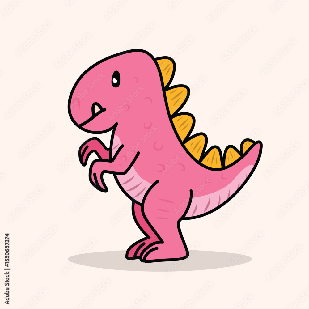 Cute Pink Cartoon Dinosaur Character Cute Pink Cartoon Dinosaur Character