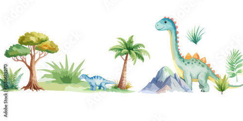 Cute and funny little dinosaur vector illustration on white background