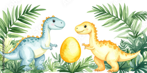 Cute and funny little dinosaur vector illustration on white background