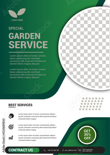 Professional Garden Service Flyer Template, Landscaping & Lawn Care Promotion