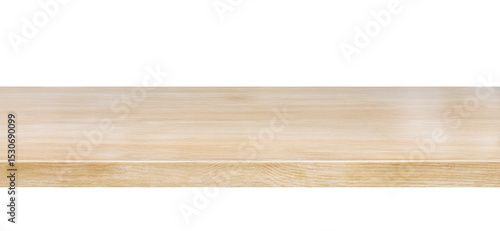 Shiny light wooden surface isolated on transparent background, ideal for product staging, design mockups, or food and drink displays..