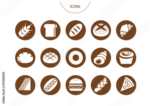 パン　アイコン ピクトグラム　ベクター イラスト　セット