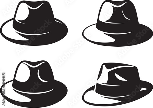 Cowboy Hats silhouette set vector illustration isolated On Transparent Background