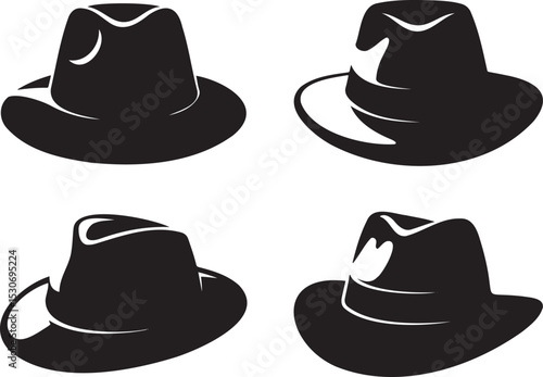 Cowboy Hats silhouette set vector illustration isolated On Transparent Background