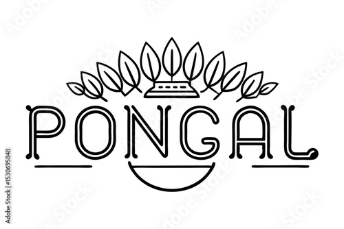 Modern pongal festival design continuous line art isolated on transparent background